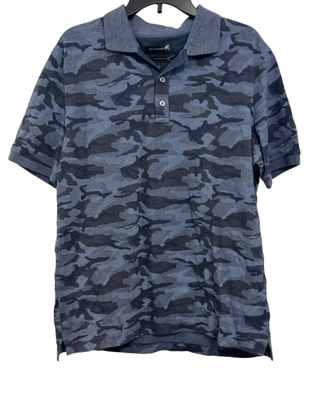 Banana Republic Mens Blue Camouflage Polo Shirt Standard Fit Size L